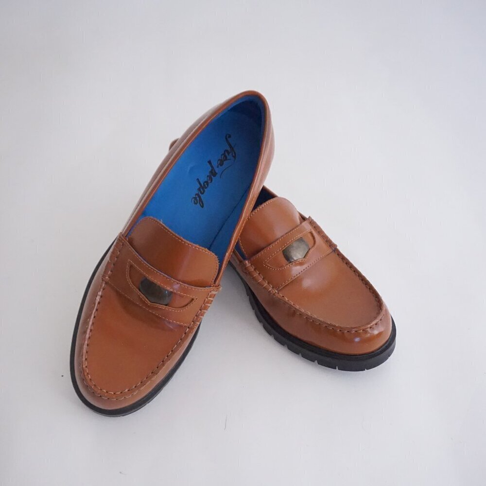 Free People Brown Loafer Lug Sole Slip-On Retro 90s Preppycore Size 40/10 US